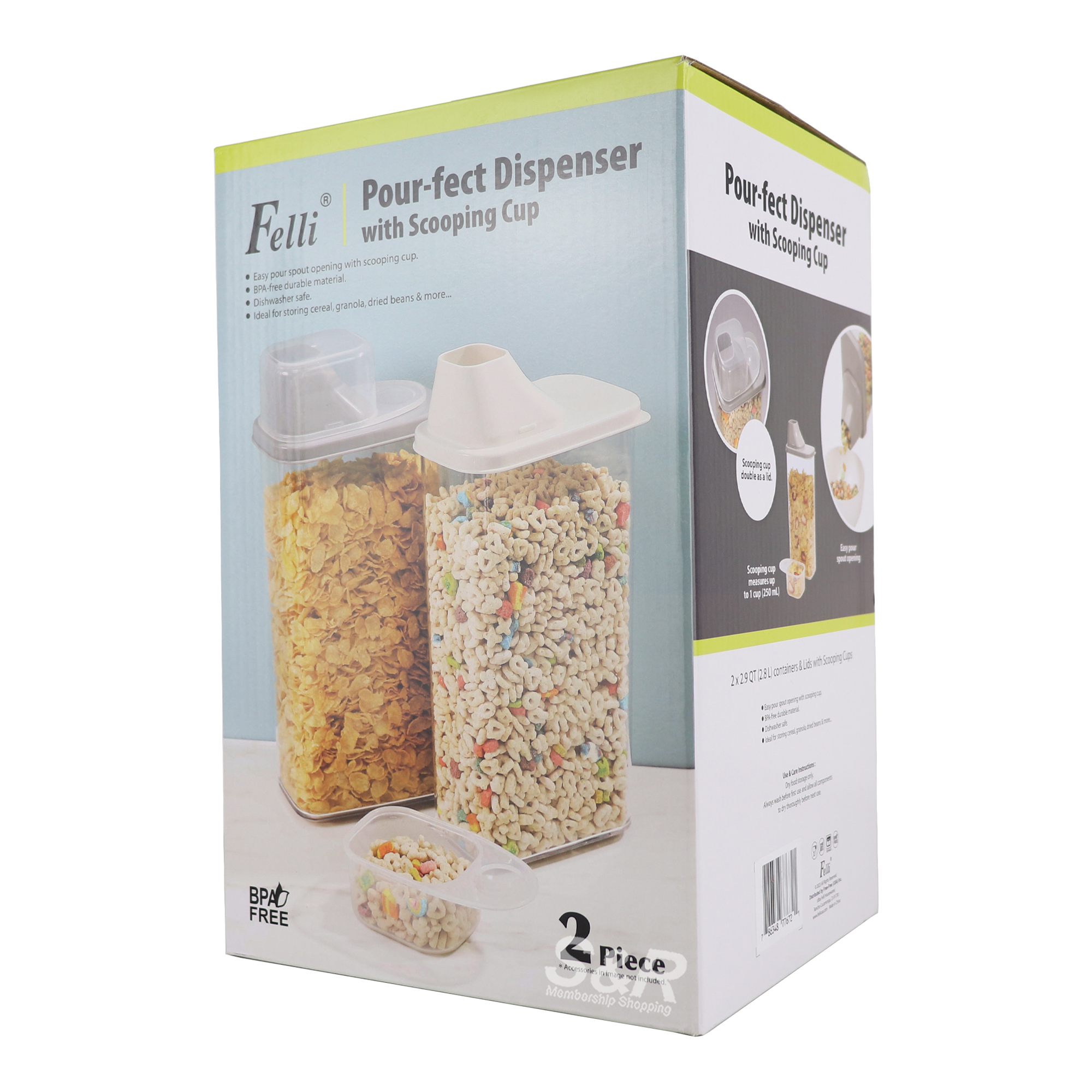 Felli Food Dispenser with Scooping Cup 2pcs